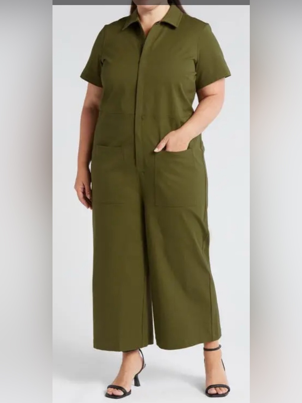 Universal Standard Kate Twill Jumpsuit Green L 22-24 NWT *Read